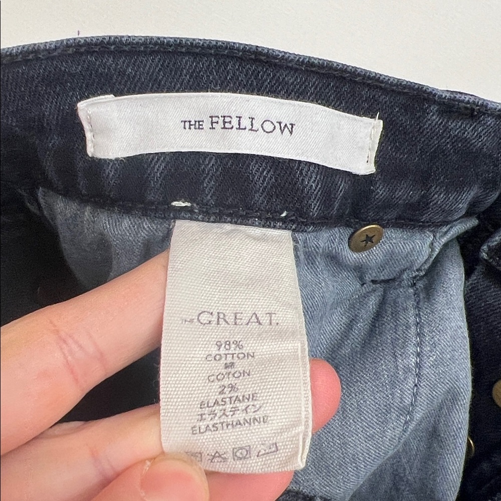 Gently used The GREAT. jeans the fellow cropped denim pants raw & released hems - Picture 6 of 10